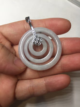 Load image into Gallery viewer, 33.6/23.5/14.7mm Type A 100% Natural light purple white Jadeite Jade concentric circle safety Guardian ring pendant set BK113