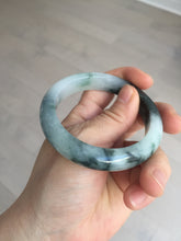 Load image into Gallery viewer, 54.3mm Certified Type A 100% Natural icy watery dark green/white//black Jadeite Jade bangle BM8-8573
