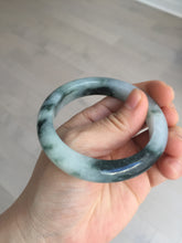 Load image into Gallery viewer, 54.3mm Certified Type A 100% Natural icy watery dark green/white//black Jadeite Jade bangle BM8-8573