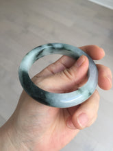 Load image into Gallery viewer, 54.3mm Certified Type A 100% Natural icy watery dark green/white//black Jadeite Jade bangle BM8-8573