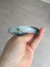 Load image into Gallery viewer, 54.3mm Certified Type A 100% Natural icy watery dark green/white//black Jadeite Jade bangle BM8-8573
