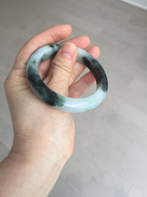 Load image into Gallery viewer, 54.3mm Certified Type A 100% Natural icy watery dark green/white//black Jadeite Jade bangle BM8-8573