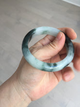 Load image into Gallery viewer, 54.3mm Certified Type A 100% Natural icy watery dark green/white//black Jadeite Jade bangle BM8-8573