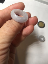 Load image into Gallery viewer, 33.6/23.5/14.7mm Type A 100% Natural light purple white Jadeite Jade concentric circle safety Guardian ring pendant set BK113