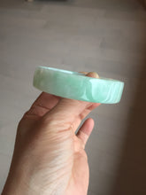 Load image into Gallery viewer, 52mm Certified Type A 100% Natural sunny green white square Jadeite Jade bangle AJ71-1346