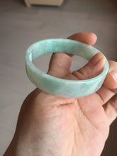 Load image into Gallery viewer, 52mm Certified Type A 100% Natural sunny green white square Jadeite Jade bangle AJ71-1346