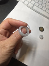 Load image into Gallery viewer, 33.6/23.5/14.7mm Type A 100% Natural light purple white Jadeite Jade concentric circle safety Guardian ring pendant set BK113