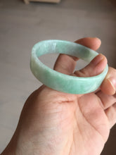Load image into Gallery viewer, 52mm Certified Type A 100% Natural sunny green white square Jadeite Jade bangle AJ71-1346