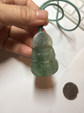 Load image into Gallery viewer, 100% natural grade A icy watery dark green gray jadeite jade Guanyin pendants PB202