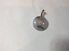 Load image into Gallery viewer, 23.8mm Type A 100% Natural icy watery white with green floating flowers Jadeite Safety Guardian Button donuts pendant BP186