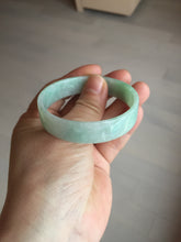 Load image into Gallery viewer, 52mm Certified Type A 100% Natural sunny green white square Jadeite Jade bangle AJ71-1346