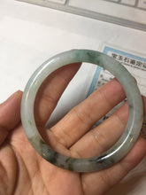 Load image into Gallery viewer, Sold! please don't order. THanks. 57mm certified type A 100% Natural green/brown/purple slim round cut jadeite jade bangle GL38-6-9010