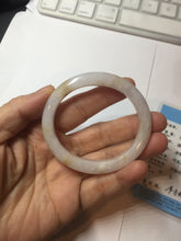 Load image into Gallery viewer, 47mm certified 100% natural Type A light purple white oval jadeite jade bangle PB63-3872