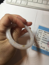 Load image into Gallery viewer, 47mm certified 100% natural Type A light purple white oval jadeite jade bangle PB63-3872