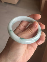 Load image into Gallery viewer, 54.6mm Certified Type A 100% Natural white/light green with grenn floating flowers Jadeite Jade bangle E154-2437