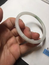 Load image into Gallery viewer, 56mm 100% natural Type A icy watery light green white slim round cut jadeite jade bangle AD110-8098