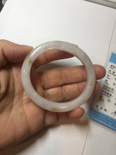 Load image into Gallery viewer, 47mm certified 100% natural Type A light purple white oval jadeite jade bangle PB63-3872
