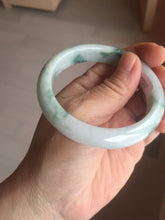 Load image into Gallery viewer, 54.6mm Certified Type A 100% Natural white/light green with grenn floating flowers Jadeite Jade bangle E154-2437