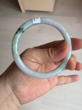 Load image into Gallery viewer, 57mm certified 100% natural type A light green/purple with green fly flowers round cut jadeite jade bangle BN59-3125