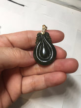 Load image into Gallery viewer, 100% Natural type A dark green/gray/black(油青) Jadeite Jade seashell (福贝)  pendant group BP187