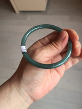 Load image into Gallery viewer, 56.9mm Certified Type A 100% Natural icy watery deep sea dark green/blue/gray/black slim round cut Guatemala Jadeite bangle AU60-7067