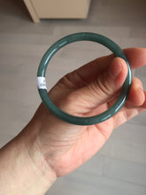 Load image into Gallery viewer, 56.9mm Certified Type A 100% Natural icy watery deep sea dark green/blue/gray/black slim round cut Guatemala Jadeite bangle AU60-7067