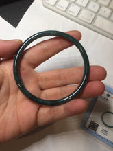 Load image into Gallery viewer, 59mm Certified Type A 100% Natural dark green/blue/gray Guatemala slim round cut Jadeite bangle PA150-8854