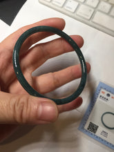 Load image into Gallery viewer, 59mm Certified Type A 100% Natural dark green/blue/gray Guatemala slim round cut Jadeite bangle PA150-8854
