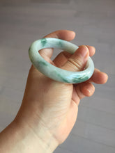 Load image into Gallery viewer, 54.6mm Certified Type A 100% Natural white/light green with grenn floating flowers Jadeite Jade bangle E154-2437