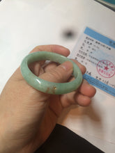 Load image into Gallery viewer, 49mm Certified Type A 100% Natural sunny apple green/red oval Jadeite Jade bangle BG62-0165