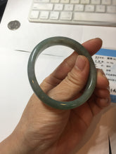 Load image into Gallery viewer, 54.5mm certified Type A 100% Natural dark green gary(油青) oval Jadeite Jade bangle PB206-3357