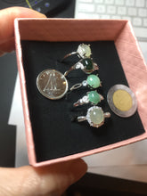 Load image into Gallery viewer, 100% natural type A icy watery green dark green four-prong jadeite jade ring group PB130