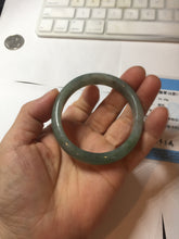 Load image into Gallery viewer, 54.5mm certified Type A 100% Natural dark green gary(油青) oval Jadeite Jade bangle PB206-3357