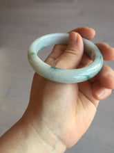 Load image into Gallery viewer, 54.6mm Certified Type A 100% Natural white/light green with grenn floating flowers Jadeite Jade bangle E154-2437