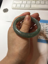 Load image into Gallery viewer, 54.5mm certified Type A 100% Natural dark green gary(油青) oval Jadeite Jade bangle PB206-3357