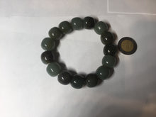 Load image into Gallery viewer, 14x13.2mm 100% Natural olive green/brown/black sugar vintage style nephrite Jade bead bracelet HE87