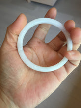 Load image into Gallery viewer, 55.6mm 100% natural Type A icy watery light green white slim round cut jadeite jade bangle AD113-8104