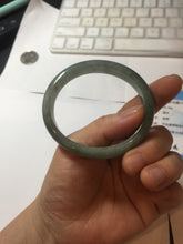Load image into Gallery viewer, 54.5mm certified Type A 100% Natural dark green gary(油青) oval Jadeite Jade bangle PB206-3357