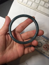 Load image into Gallery viewer, 58.8mm Certified Type A 100% Natural dark green/blue/gray with flying snow Guatemala slim round cut Jadeite bangle PA152-8823