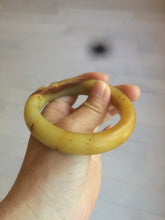 Load image into Gallery viewer, 56mm 100% Natural yellow/red/brown carved cat and flowers Xiu Jade (Serpentine) bangle XY60