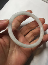 Load image into Gallery viewer, 55.6mm 100% natural Type A icy watery light green white slim round cut jadeite jade bangle AD113-8104