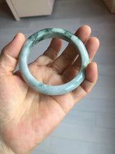 Load image into Gallery viewer, 53mm certified 100% natural Type A green white with green floating flowers jadeite bangle PD158-6291