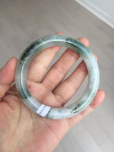 Load image into Gallery viewer, 58.5mm certified type A 100% Natural oily light green/white chubby round cut Jadeite Jade bangle BM20-2798