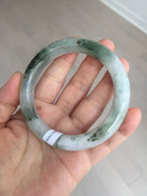 Load image into Gallery viewer, 58.5mm certified type A 100% Natural oily light green/white chubby round cut Jadeite Jade bangle BM20-2798