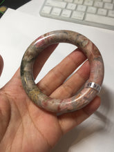 Load image into Gallery viewer, 53.3mm 100% natural pink brown black chubby round cut rose stone (Rhodonite)bangle SY121