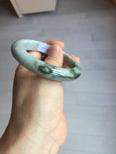 Load image into Gallery viewer, 53mm certified 100% natural Type A green white with green floating flowers jadeite bangle PD158-6291