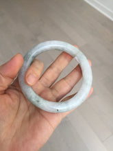 Load image into Gallery viewer, 58.5mm certified type A 100% Natural oily light green/white chubby round cut Jadeite Jade bangle BM20-2798