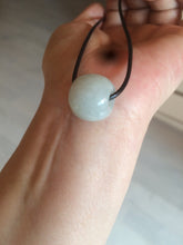 Load image into Gallery viewer, 20x18mm Type A 100% Natural white/light green olive shape Jadeite Jade LuluTong (Every road is smooth) bead pendant BF93