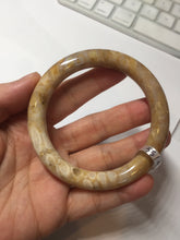 Load image into Gallery viewer, 55mm 100% natural light brown yellow round cut Coral Jade (珊瑚玉) bangle SY120
