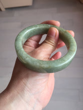 Load image into Gallery viewer, 58mm certified type A 100% Natural light green/gray chubby square style Jadeite Jade bangle AU57-1511